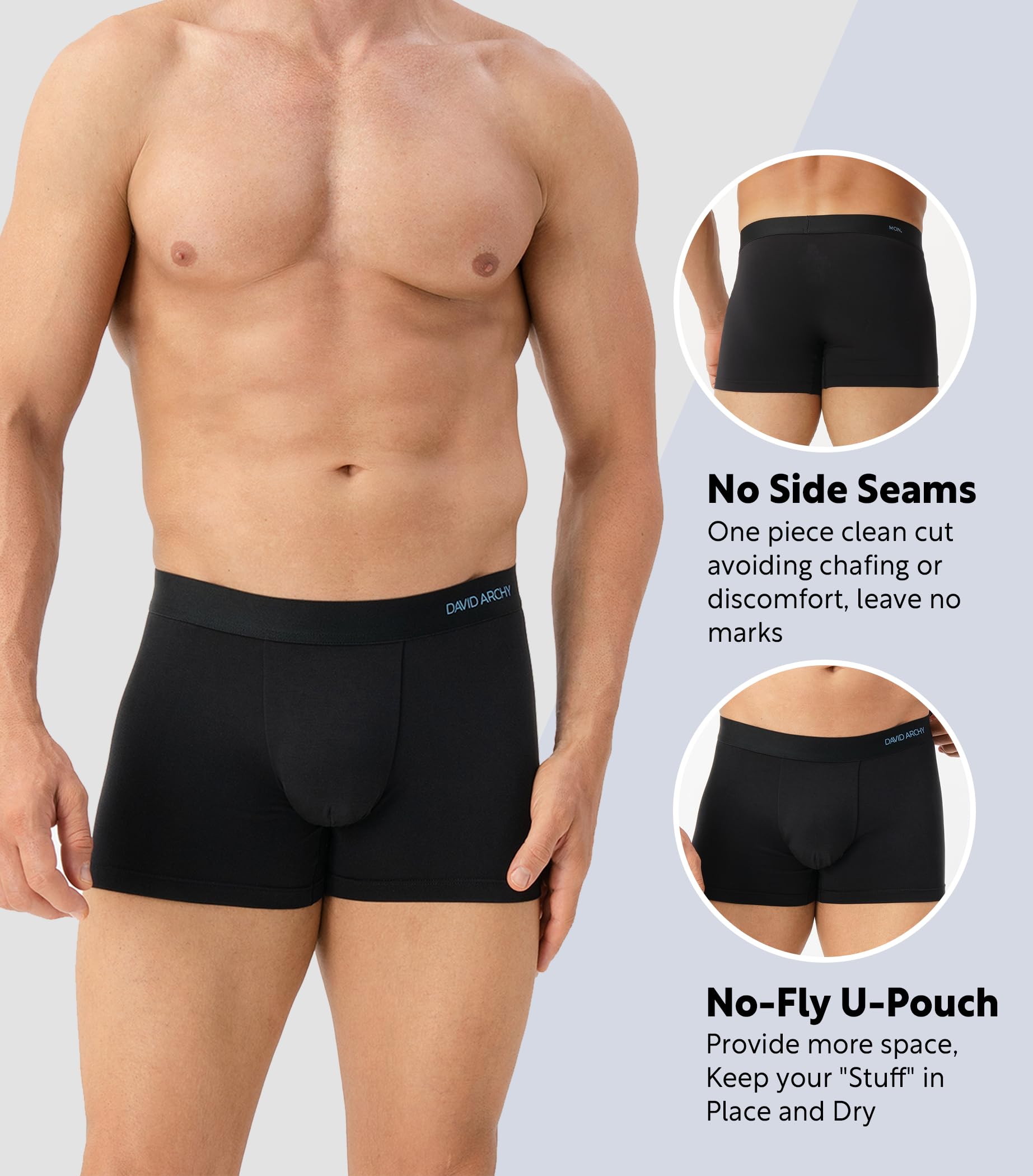 DAVID ARCHY Calzoncillos Tipo bóxer para Hombre, cómodos, Suaves, para Uso Diario, Paquete de 7