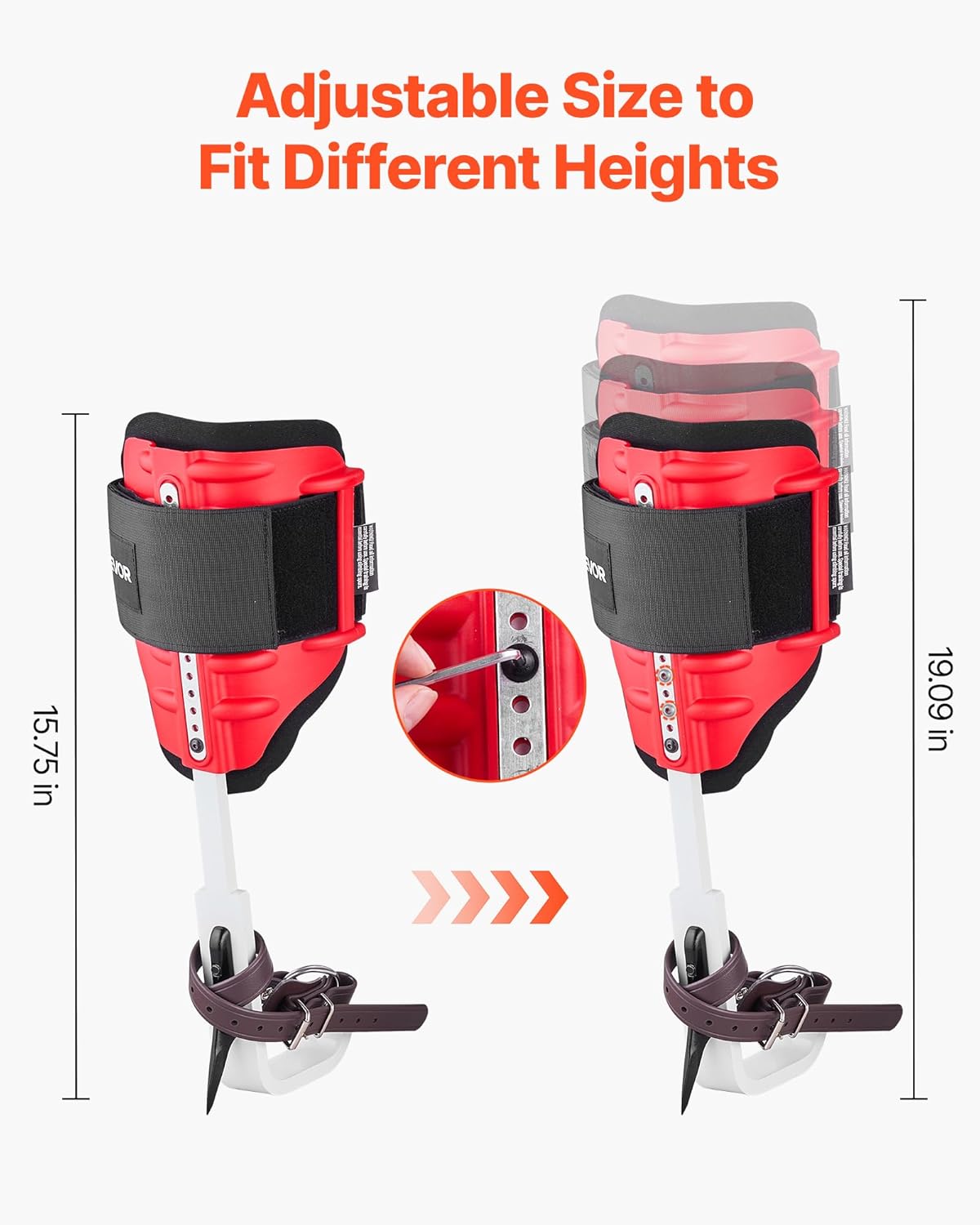 VEVOR Tree Climbing Spikes Set, 1 Pair Height-Adjustable Climbing Spurs with Security Harness and Utility Rope, 350lbs Load Capacity Tree Climbing Gear, Arborist Equipment for Climbers, Fruit Picking