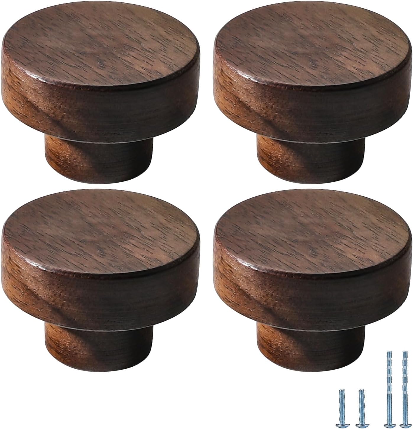 20 Pack S 30mm Minimalist and High-End Chinese-Style Cabinet Door Handles Cabinet Drawer Pulls Single-Hole Wardrobe Knobs Wooden Door Walnut Wood