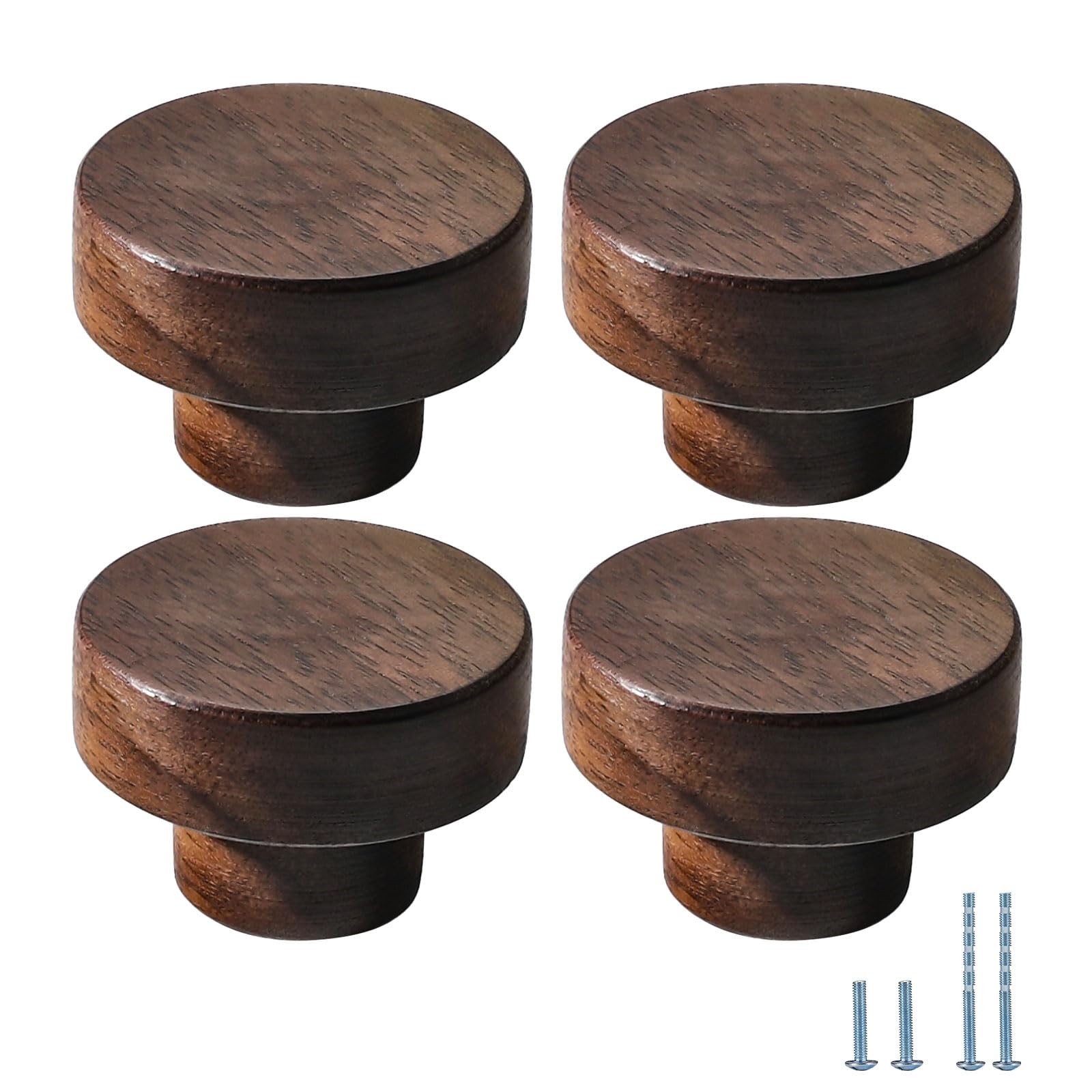 Evionlin 20 Pack M 35mm Minimalist and High-End Chinese-Style Cabinet Door Handles Cabinet Drawer Pulls Single-Hole Wardrobe Knobs Wooden Door Walnut Wood