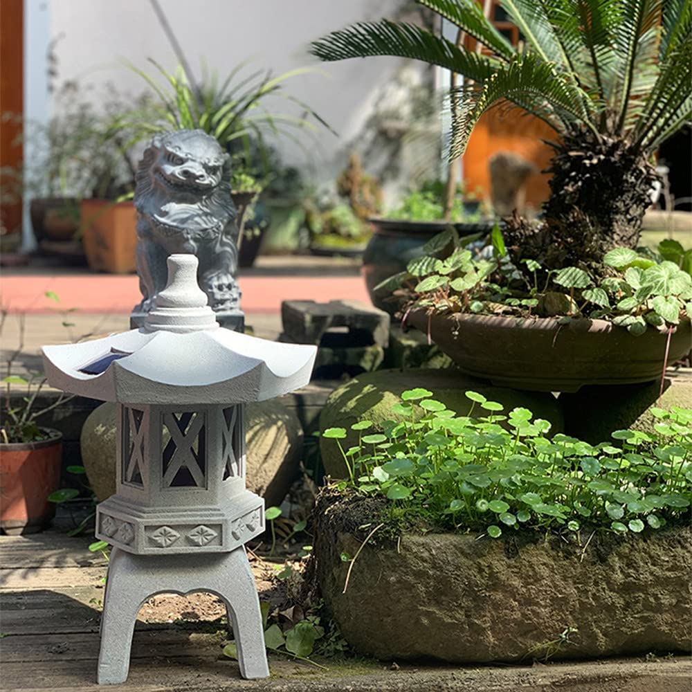 Pagoda Stupa latarnia ogrodowa na zewnątrz, kamienna statuetka, solarna wodoodporna rzeźba ogrodowa, japoński styl, latarnia, pagoda, zasilana energią słoneczną, LED, dekoracja ogrodowa na zewnątrz