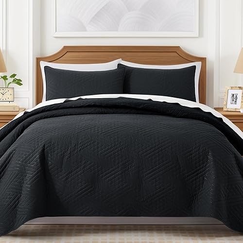 Miniatura 10 de Juego de edredón tamaño California King, color gris topo, juego de ropa de cama de verano ligero de gran tamaño, colcha y colcha de microfibra