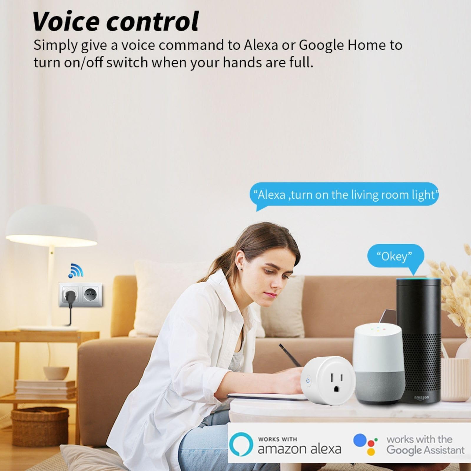 WiFi Smart Plug Compatible with Alexa Google Home WiFi Outlet for Remote Control Timer and Schedule Function No — view 3