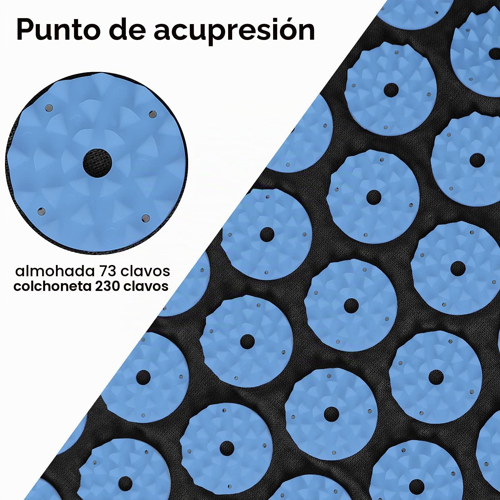 Juego de acupresión con cojín para una relajación y masaje, para aliviar el dolor de espalda, dolores de cabeza y cuello, estimula los puntos de energía en el cuerpo y estimula los puntos de energía