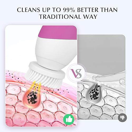 Miniatura 12 de Cepillo de limpieza facial: Dispositivo limpiador eléctrico exfoliante giratorio, impermeable con limpieza profunda y exfoliación giratoria; máquina