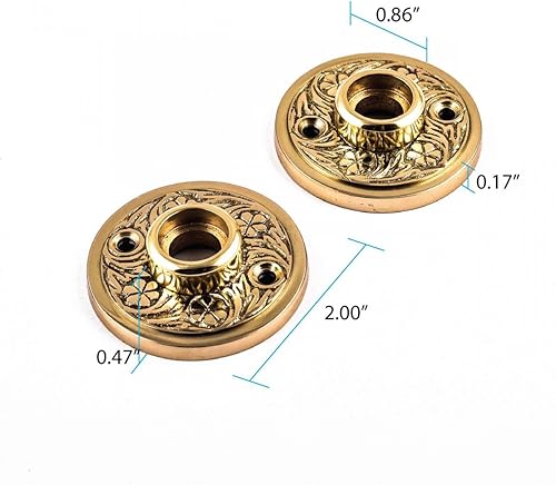 Vista 17 de Renovators Supply Manufacturing Par de rosetas victorianas de latón antiguo para puerta de armario, rosetón de 2.5 pulgadas de diámetro, pomo