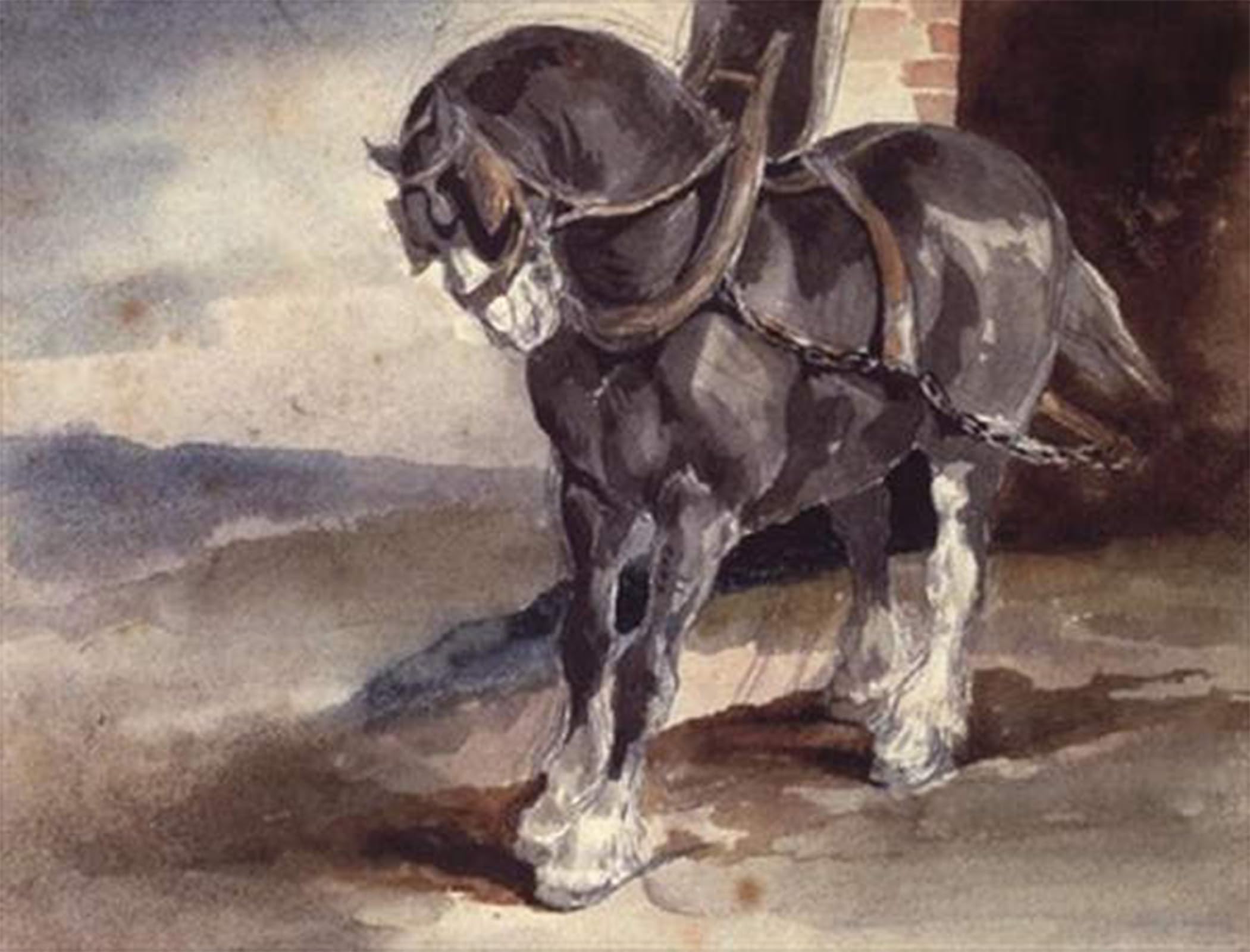 POSTERIIk Famous Print Pop Art Wall Art Graffiti Draft Horse by a House by Theodore Gericault Art Prints for Home Decor 60x90cm