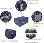 Nylon Washable Stacked Storage Box with Zip Lid, Folding Garment Storage Organizer Containers,Navy Blue