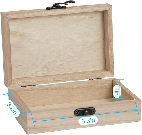 Miniatura 2 de 12 cajas de madera hechas a mano sin terminar, de 5.8 x 3.8 x 1.8 pulgadas, pequeña caja de recuerdos, almacenamiento de joyas, cajas de madera