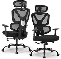 Vista 1 de Silla de oficina ergonómica, silla de escritorio ergonómica con altura ajustable, soporte lumbar, silla de computadora de malla de respaldo alto
