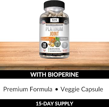 Kaya Naturals Platinum Mobility Turmeric - Bioperine, Glucosamine, Turmeric with Boswellia, Healthy Natural Mobility Support, Turmeric Curcumin 1334mg - 30 Capsules