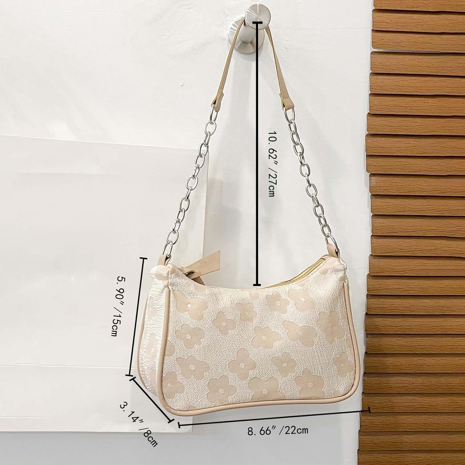 Shoulder Bag for Women, Floral Small Shoulder Purse with Zipper, Crescent Bag Fashion Women's Shoulders Handbags - Image 4