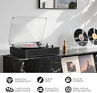 Vista 6 de Vinyl Record Player Bluetooth Turntable with Built in Stereo Speakers Belt Drive 3 Speeds Turntables for Vinyl Records Support RCA Output, Aux in