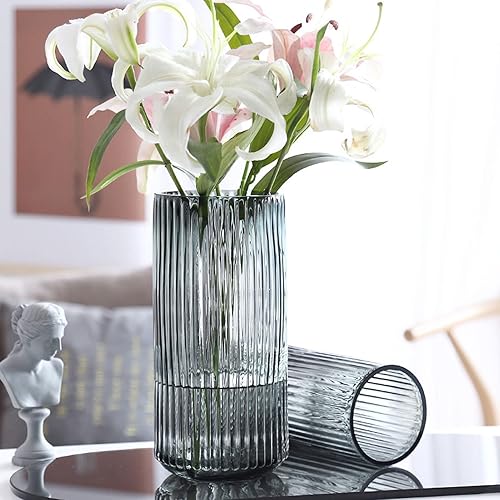 Miniatura 2 de Jarrón de cristal redondo verde, moderno y elegante, florero decorativo de 7.87 pulgadas para mesa de boda, centros de mesa, oficina, decoración del