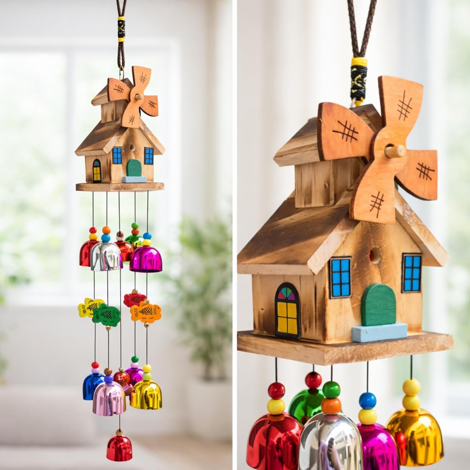 Lucky Wind Chimes for Home Positive Energy Turkish Wind Chime for Wall Hanging Decoration Items for Living Room Entrance Outdoor Balcony Housewarming Gifts (Random Color)-image-9