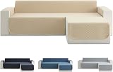 Todocama Housse de canapé d'angle Droite 200 cm, Protecteur rembourré piqué, Anti-acariens, Facile à Nettoyer (Beige Sable) - 1