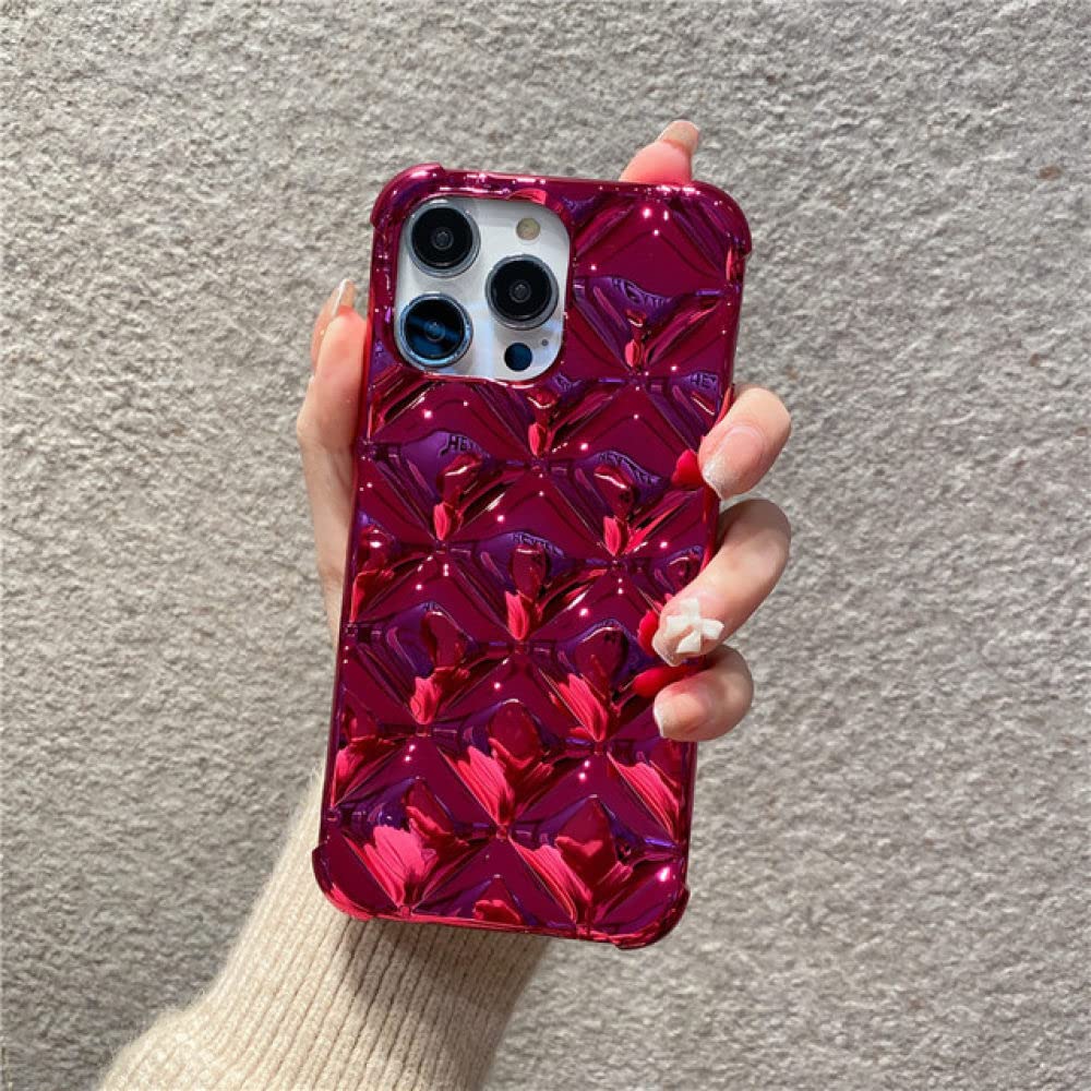 Coque iPhone 14 Pro motif losange rose rouge BSAPP 3D - 8