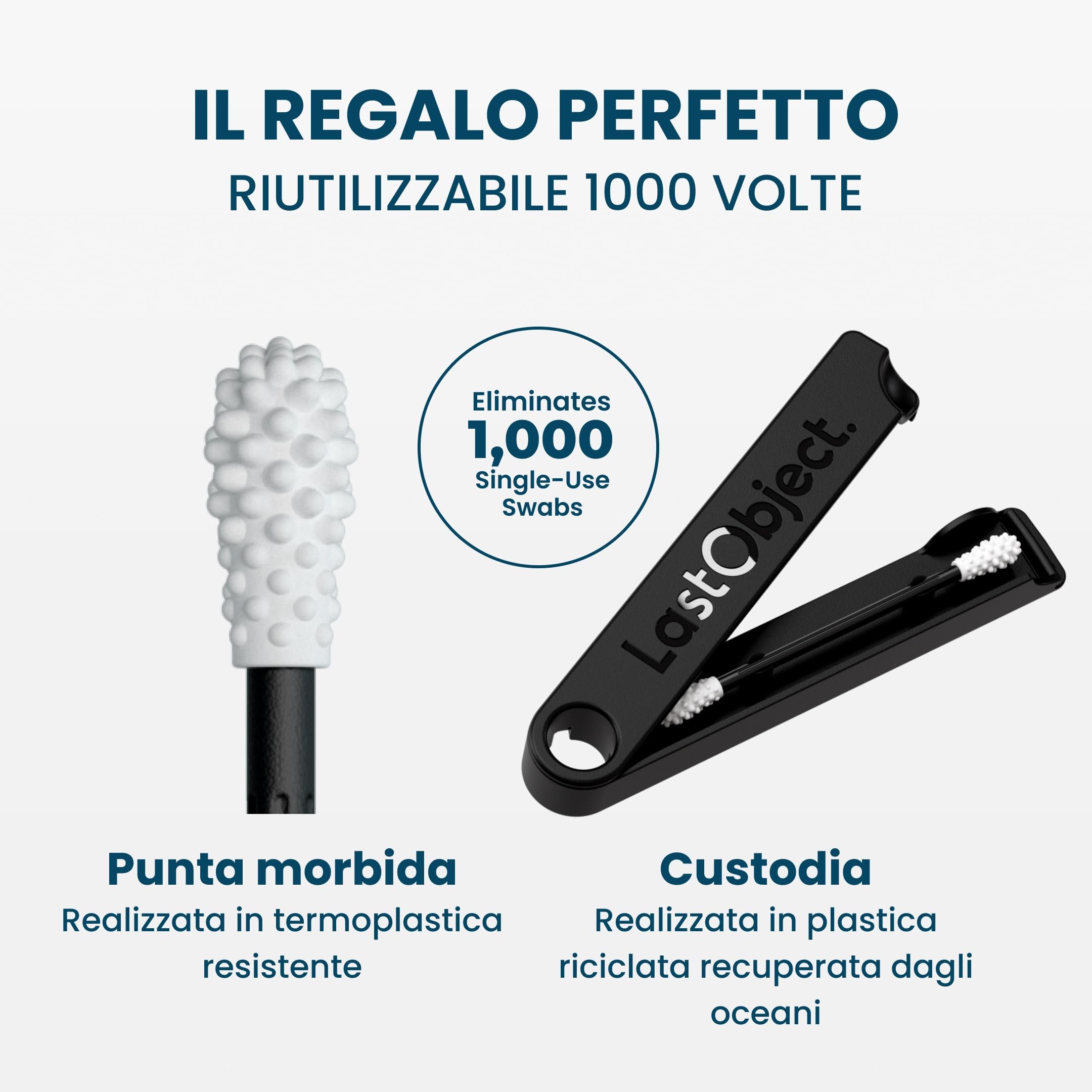 Bastoncini riutilizzabili per la pulizia delle orecchie – Alternativa sostenibile ai bastoncini usa e getta – Facili da pulire – Con custodia da viaggio - Nero