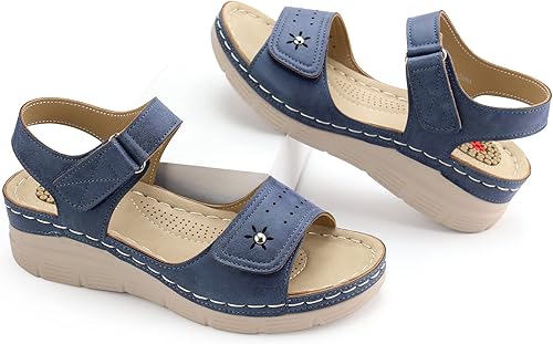 Miniatura 5 de JABASIC Sandalias cómodas para mujer, sandalias ortopédicas para caminar, sandalias ortopédicas con soporte para el arco