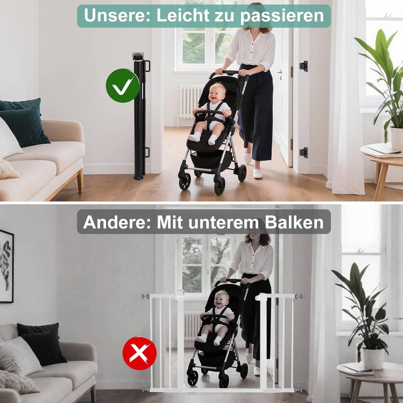Treppenschutzgitter Ausziehbar für Babys, ausziehbar bis zu 300 cm breites Netz, Treppenschutzgitter Ausziehbar, einziehbare Haustiergitter für Treppen, Türen, Flure, drinnen und draußen