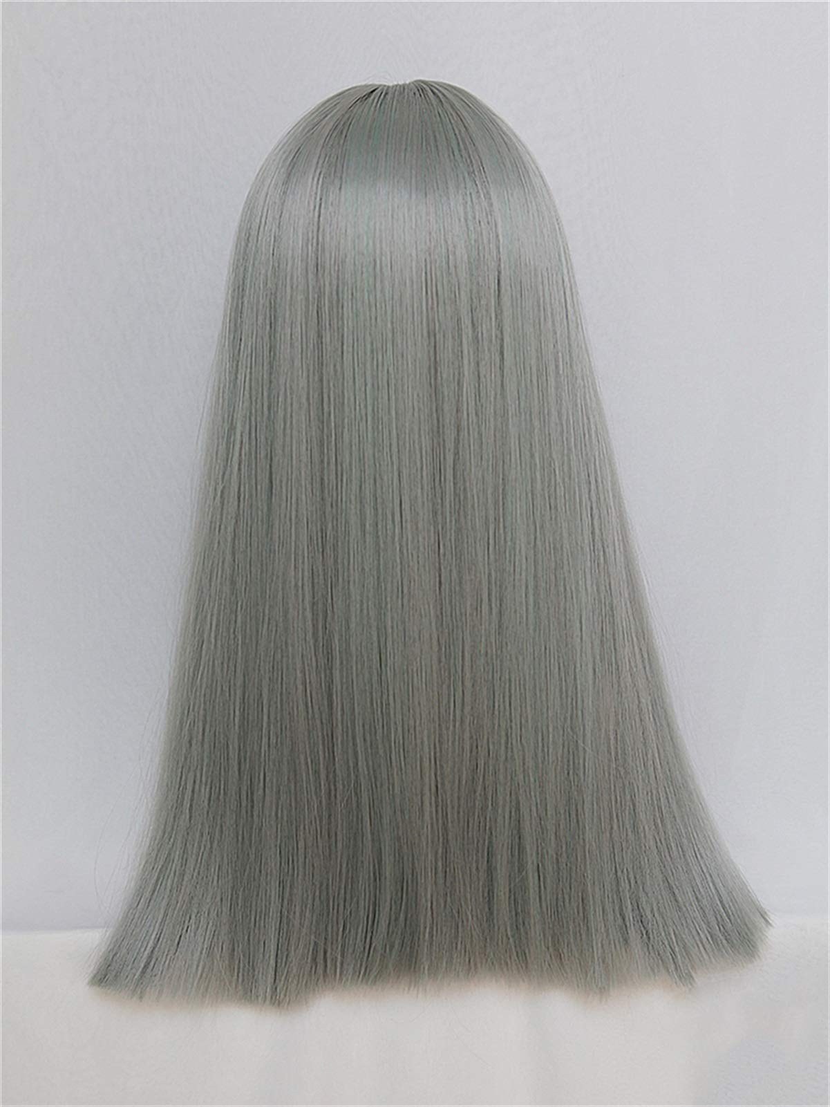 Parrucca da donna Cosplay Verde Viola Grigio Lunga Dritto Sintetico Capelli Banda Bangs Rete di Rosa resistente al calore(1)