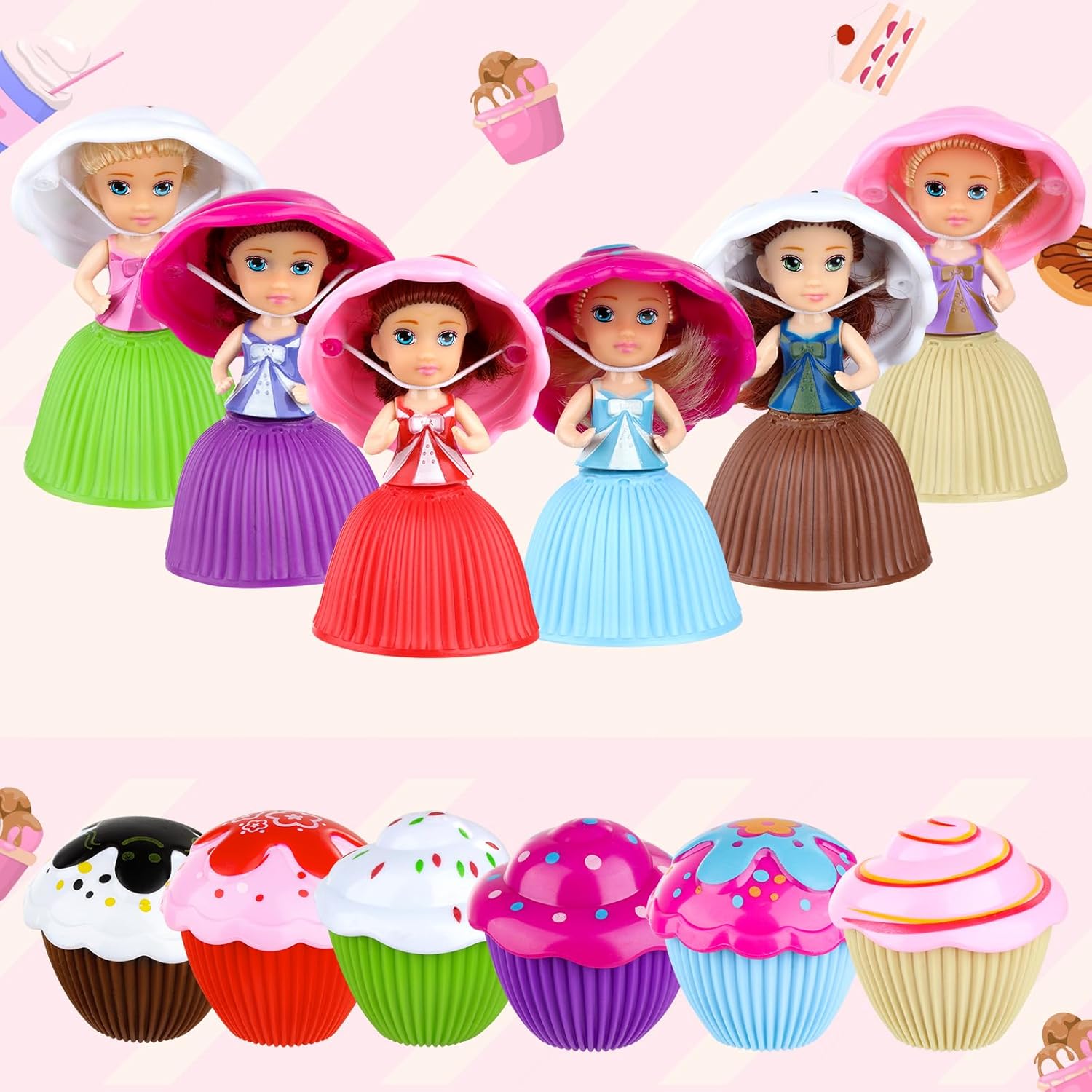 12PCS Mini Beautiful Cake Doll Toy Surprise Cupcake Princess Doll Toys for Children Kid Transformed Scented Girls Funny Game Gift (12PCS)