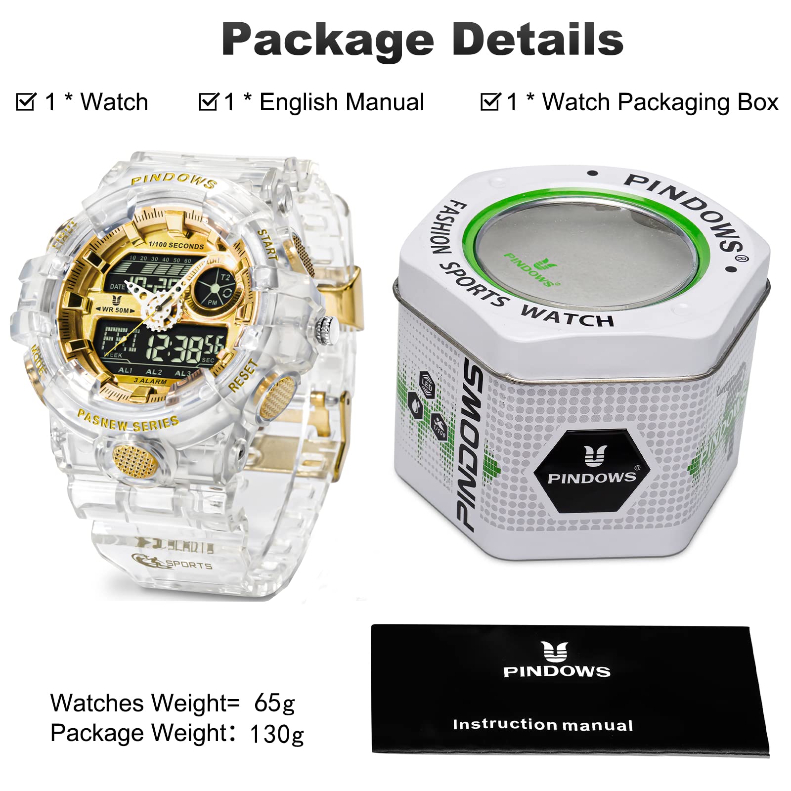 PINDOWS Orologio Uomo Orologio Digitale Uomo Analogico Digitale Orologio Sportivo Orologio Adolescente Orologio