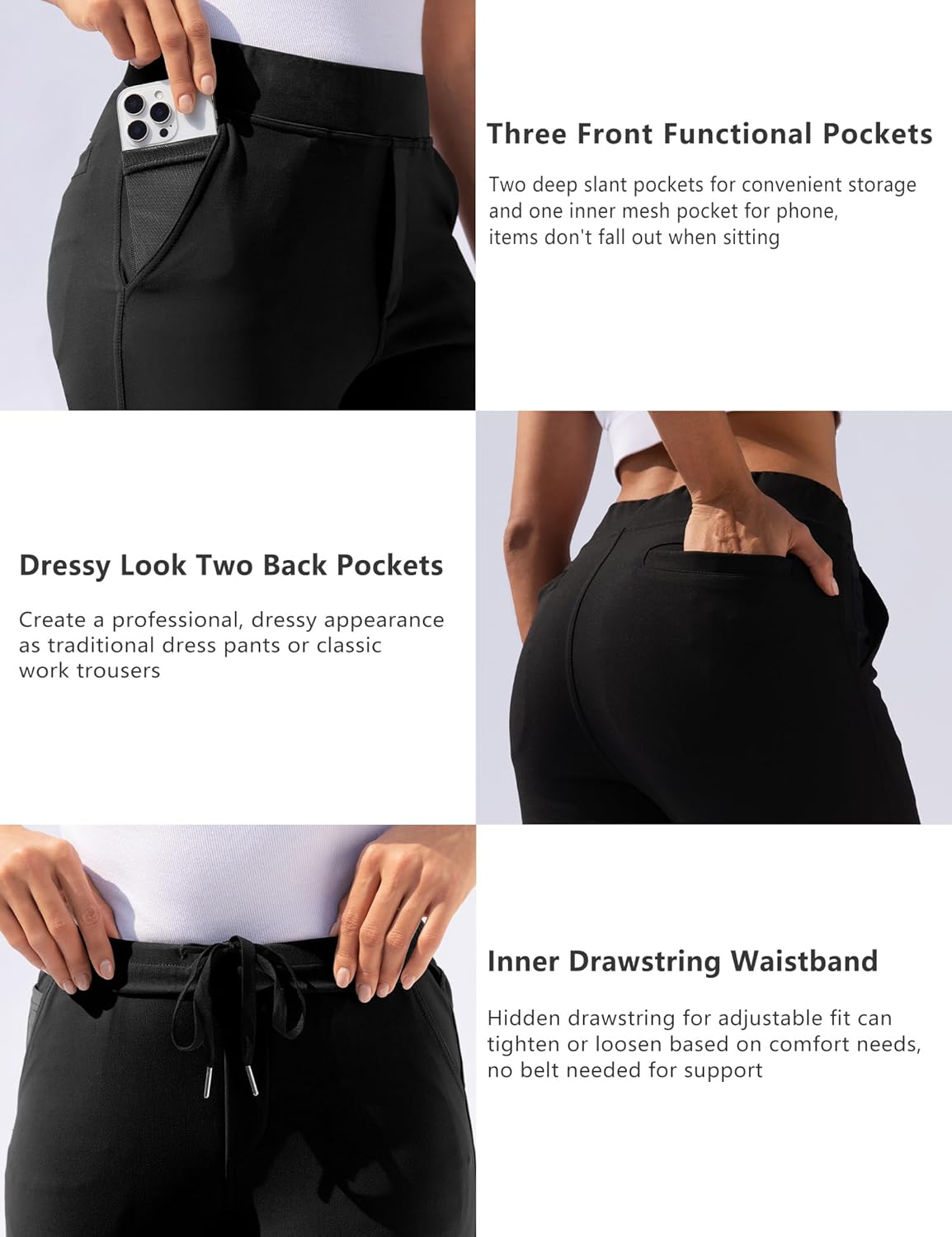 VOOVEEYA Women's Straight Leg Yoga Pants, Stretchy Dress Work Pants with 5 Pockets High Waisted Office Casual Slacks - Image 5