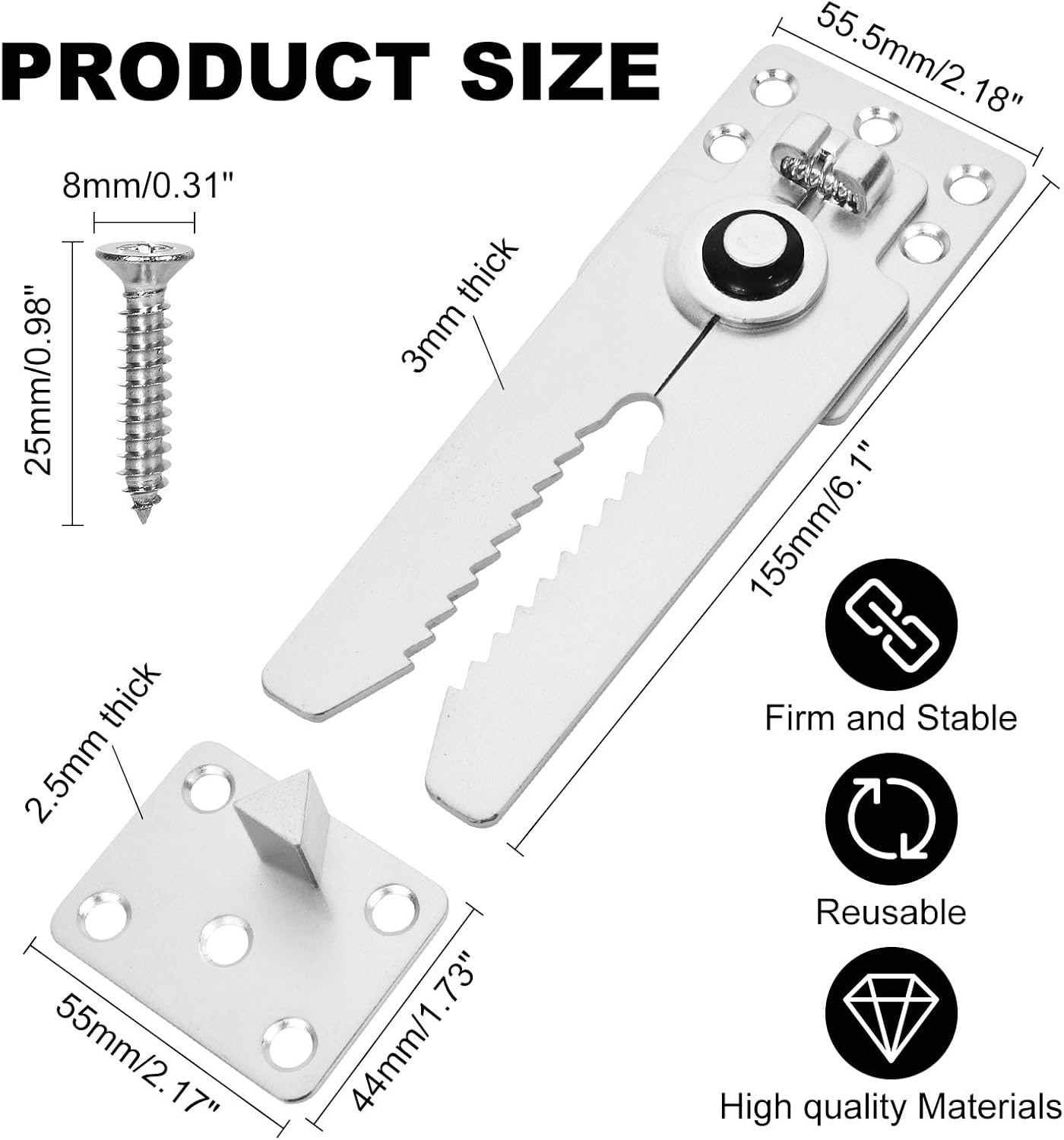 4 Pack Sectional Couch Connector Screws, Heavy Duty Sofa Connectors for Sectionals, Couch Clamps to Make Sectional Stay, Multi-Card Design Furniture Connectors(155 * 55MM)