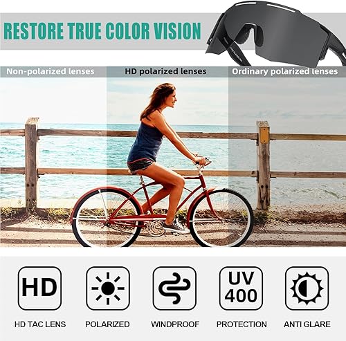 Miniatura 3 de YUNBLL&KO Gafas de sol deportivas para hombres y mujeres, UV400 polarizadas para béisbol, pesca, correr, ciclismo