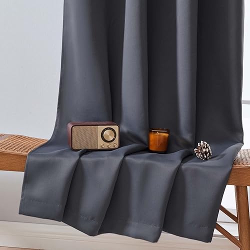 Miniatura 8 de Aiyufeng Cortinas opacas grises para dormitorio de 63 pulgadas de largo, juego de 2 paneles de cortinas opacas con aislamiento térmico sólido