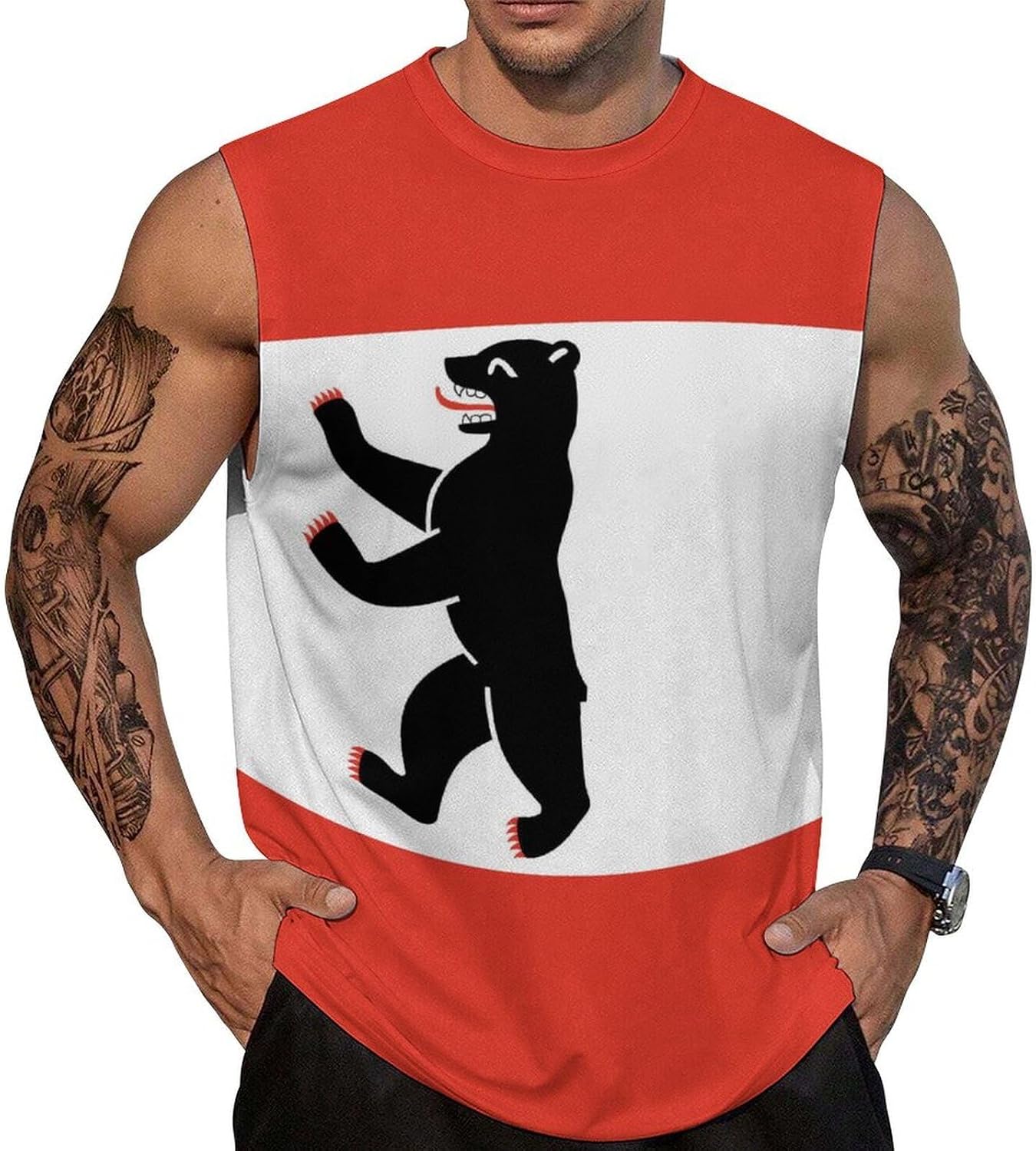 Flag of Berlin Men Summer Sleeveless Crew Neck Top 5XL