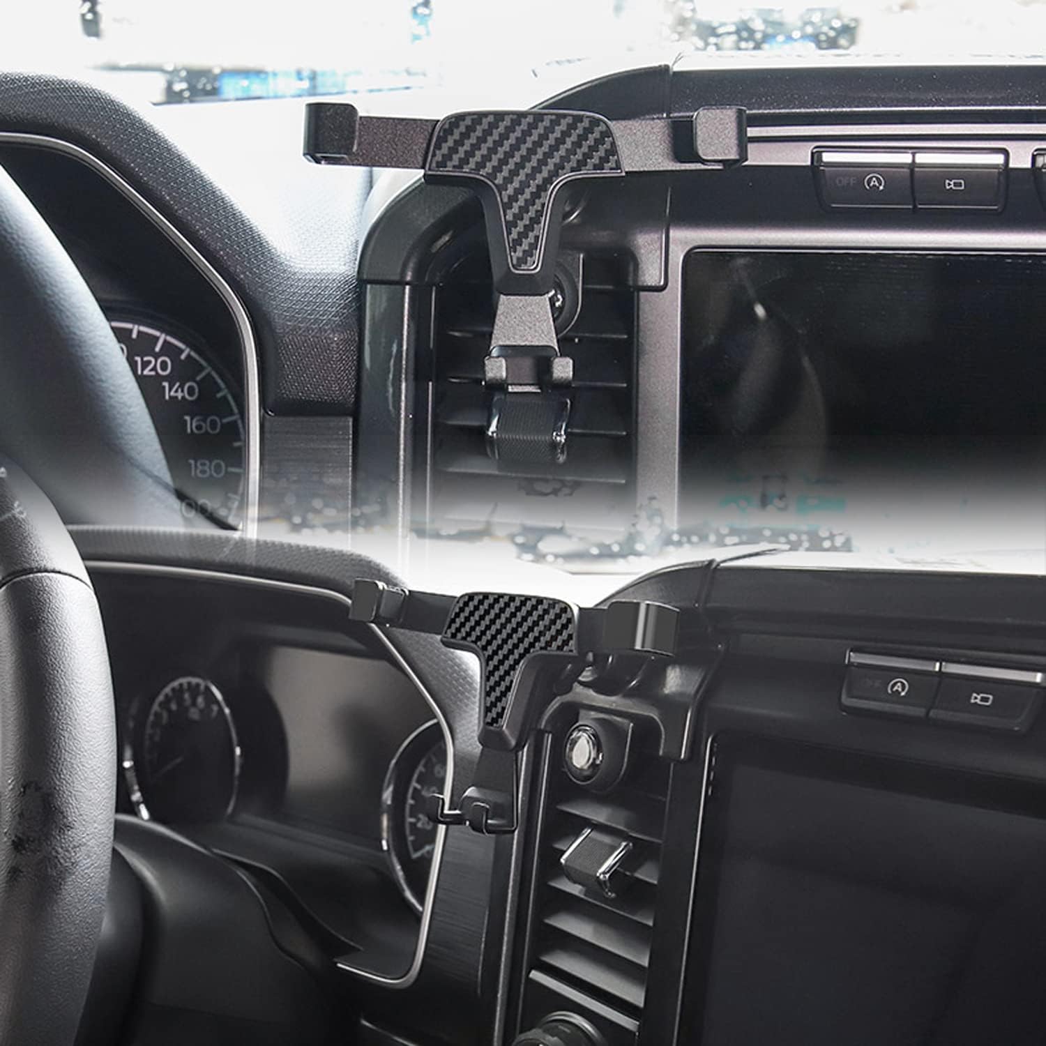 ITrims Car Phone Holder for Ford F-150 F150 2021 2022 2023 Car Dashboard Mount Cell Phone Cradles Stand Holder Adjustable Universal Compatible with Most Smartphones Carbon Fiber