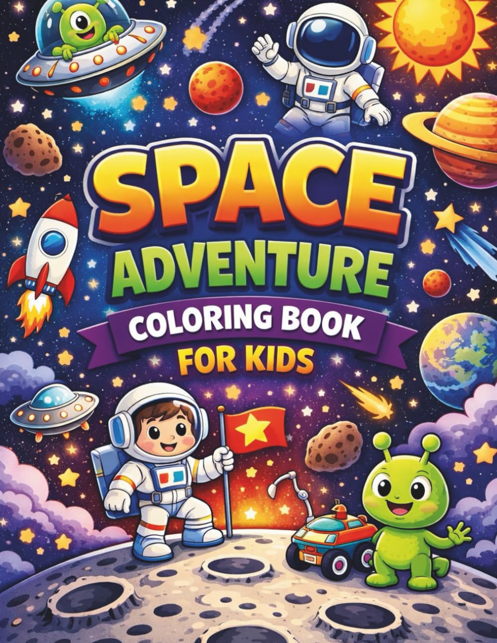 Space adventure coloring book for kids