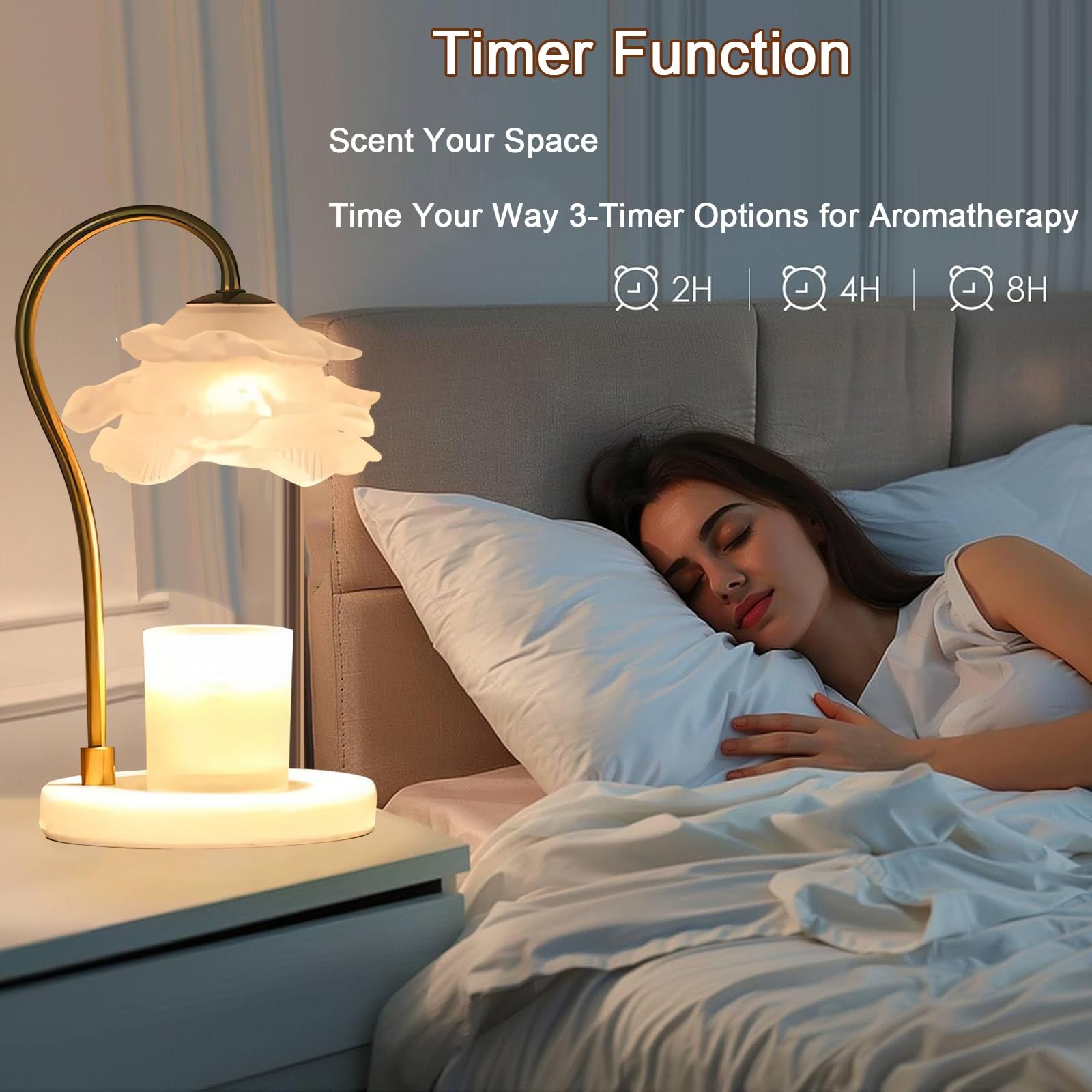 Lampada Scalda Candela Con Timer: A A Forma Di Fiore, Cera Da Sciogliere, Regali Per La Casa, Nuovo Arredamento, Regalo Natale E Compleanno Per Donne Mamme