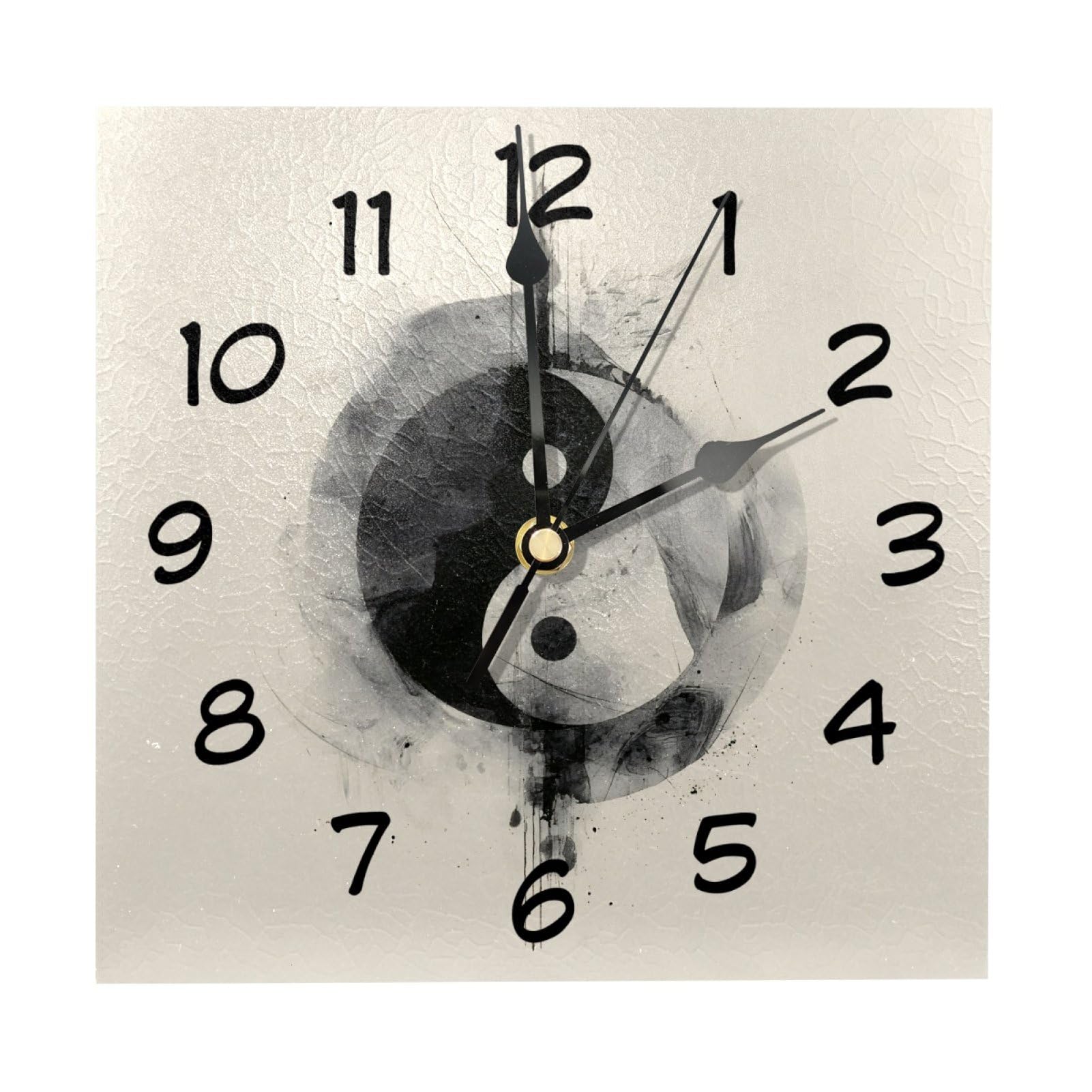 etoenbrc 8 Inch Square Wall Clock Silent Non-Ticking Yin and Yang Clock Battery Operated, Wooden Clock Decorative for Kitchen, Living Room Bedroom Office