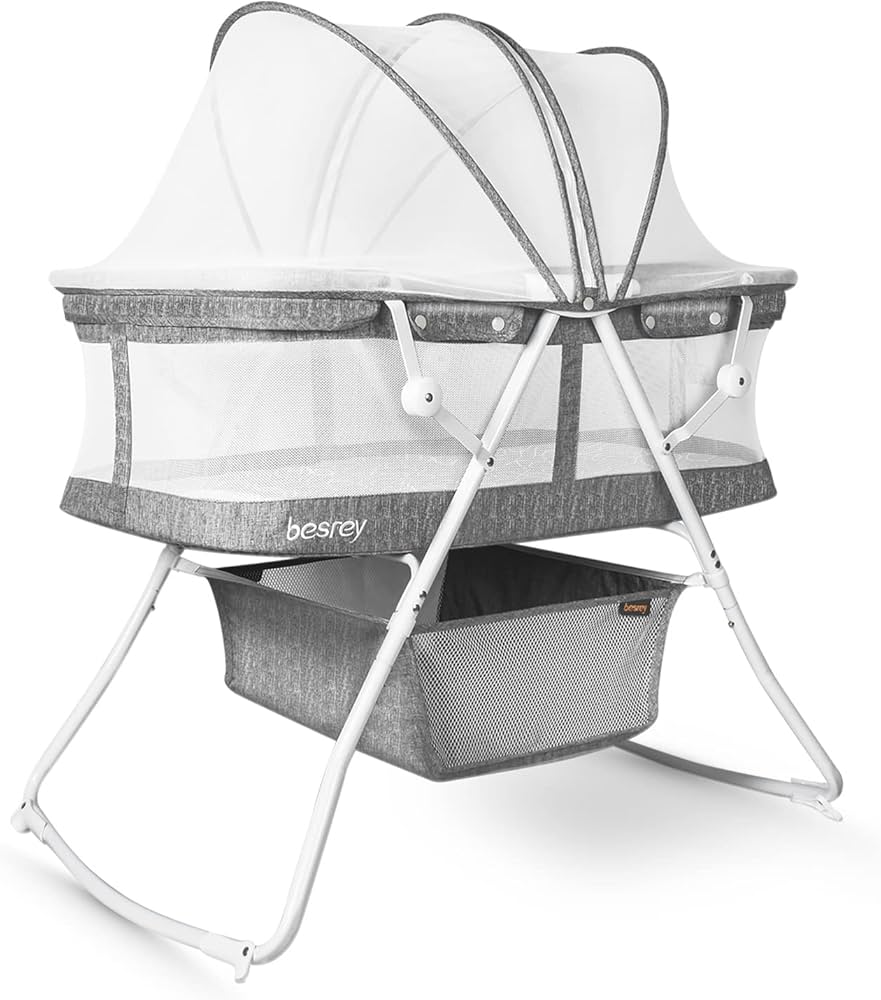 完成品 【besrey】蚊帳付き 3way ベビーベッド メッシュ 折りたたみ