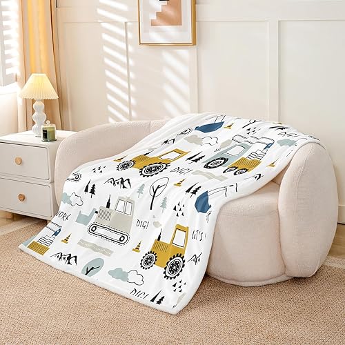 Miniatura 2 de Coche de dibujos animados para niños, manta de forro polar, manta Sherpa de construcción, equipo de decoración, camiones, manta de felpa de dibujos