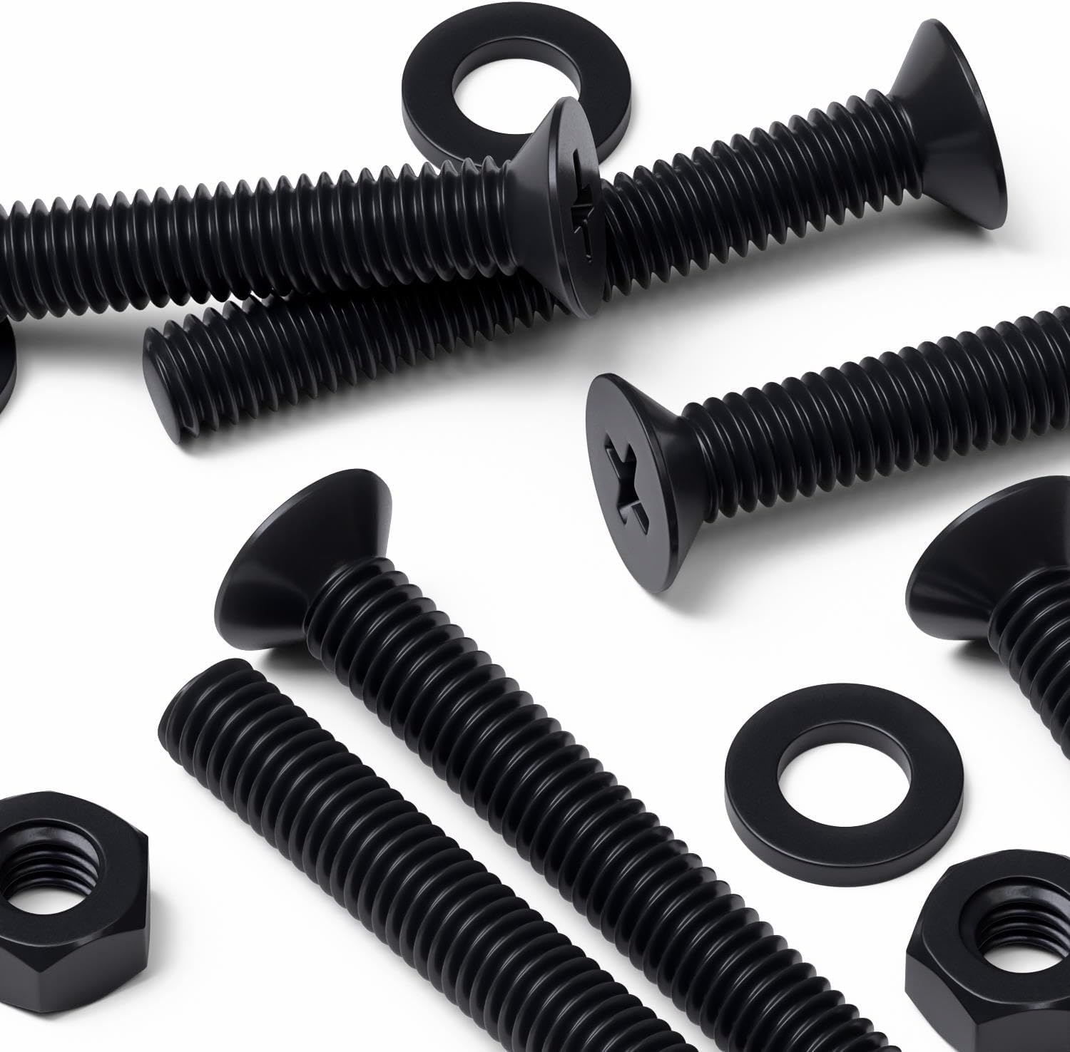 50 x Black Nylon Countersunk plastic machine screws, M6 x 40mm, Plastic Bolts, Nuts & Washers, (15/64 x 1-37/64 in)