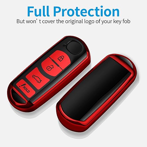 Miniatura 3 de Tukellen Funda protectora especial de TPU suave para llavero de Mazda, compatible con Mazda Miata CX-3 CX-4 CX-5 CX-7 CX-9 MX5 23568 (rojo)
