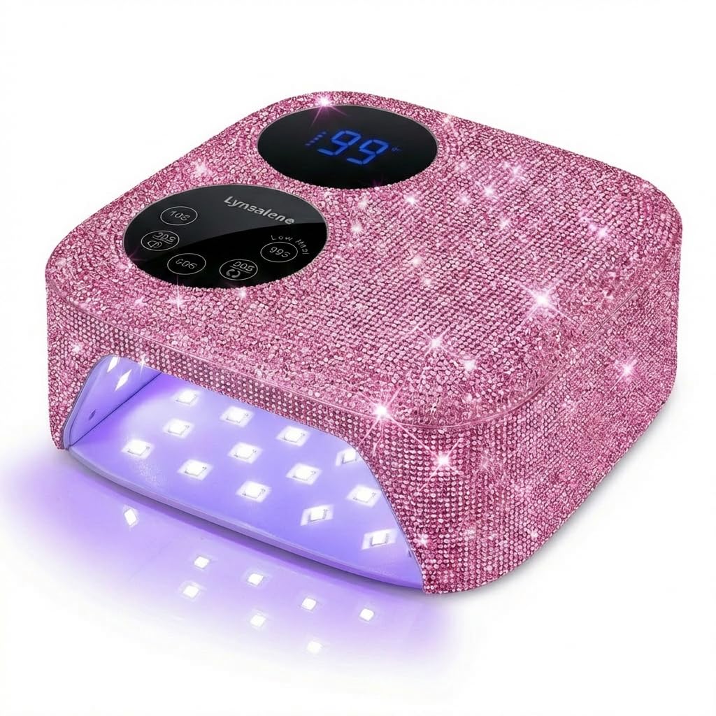 80W Pink Cordless UV LED Nail Lamp with Magnetic Detachable Base
