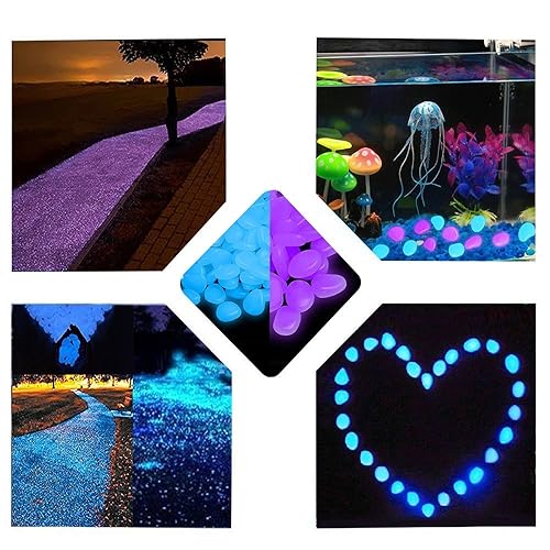 Vista 45 de 150 guijarros de jardín que brillan en la oscuridad para pasarelas y decoración (verde)