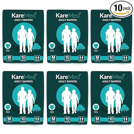 Kare In Med Adult Diapers Medium 10 Count, Waist Size 76cm-114cm (30