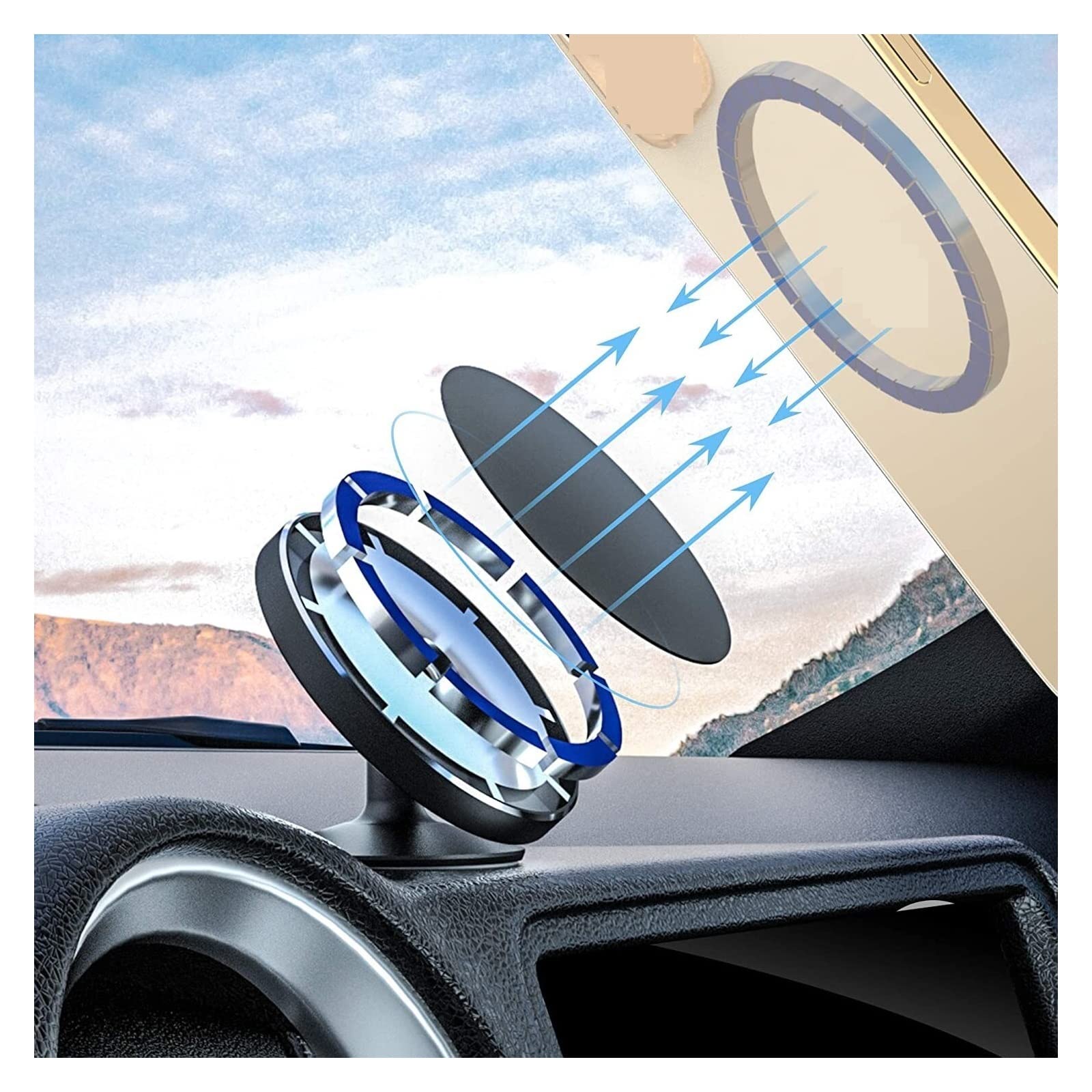 2in1 15W caricatore senza fili magnetico Qi dell'automobile for il telefono,Compatibilità universale(Noir)