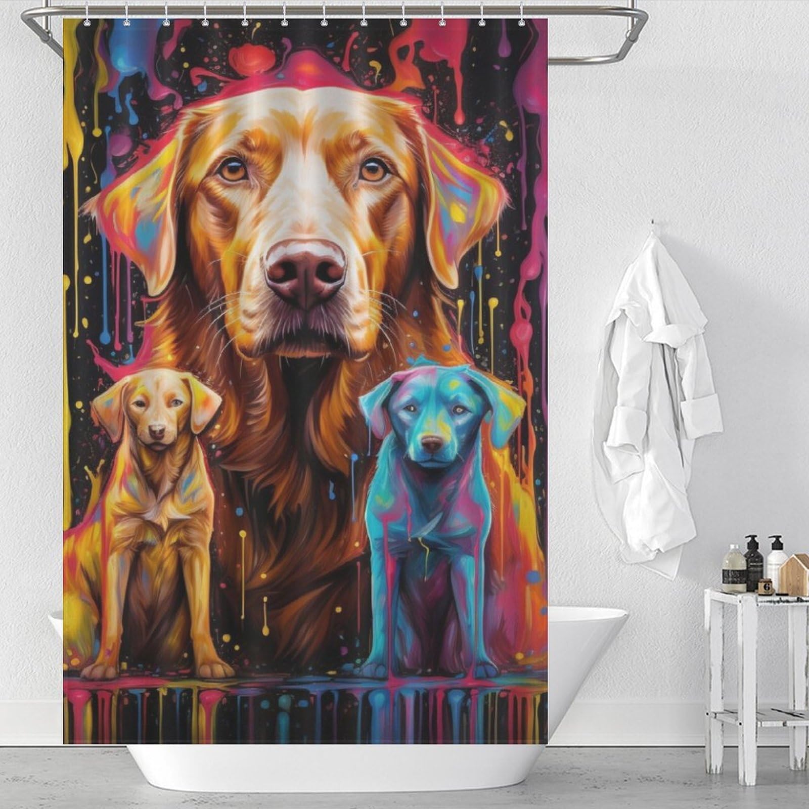 Rideau de douche chien pour salle de bains familiale : style et propreté au quotidien