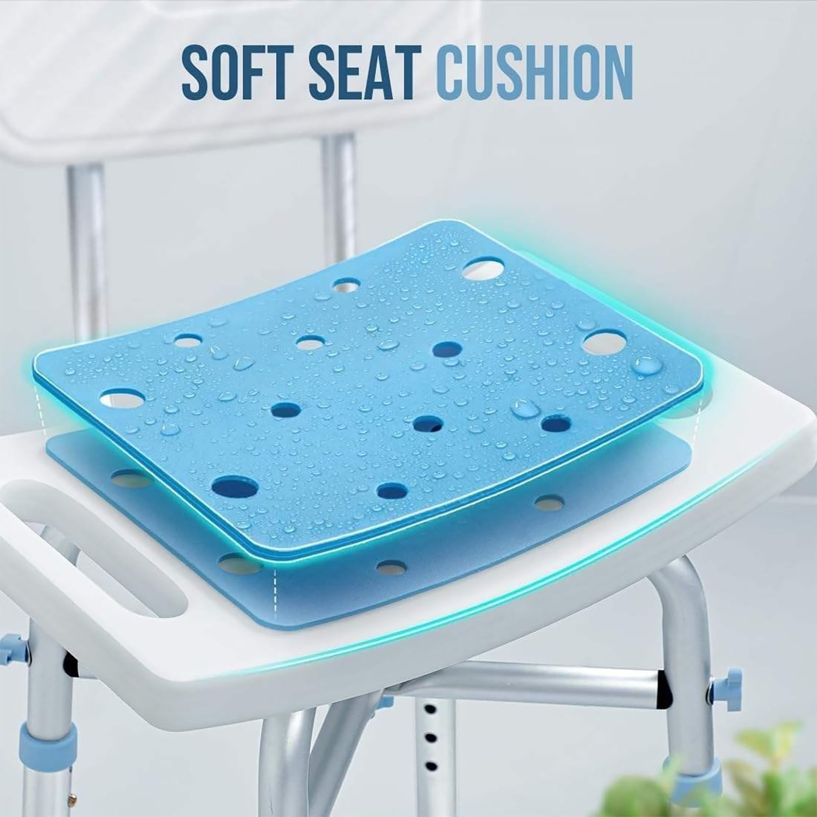 NEWFUN Taburete Ducha para Mayores, Silla de Ducha Antideslizante y Regulable en Altura, Taburete de Ducha Antideslizante, Montaje Sin Herramientas, 200 KG