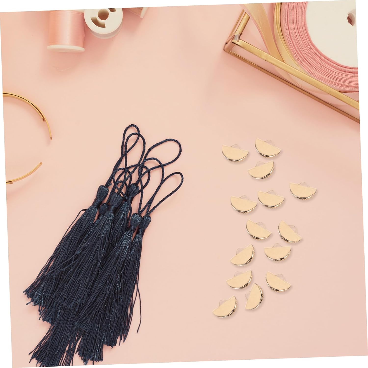 Angoily 1000pcs Bracelet Pinch Crimp Cord Fasteners Ribbon End Crimp Clamps for Tassel Making