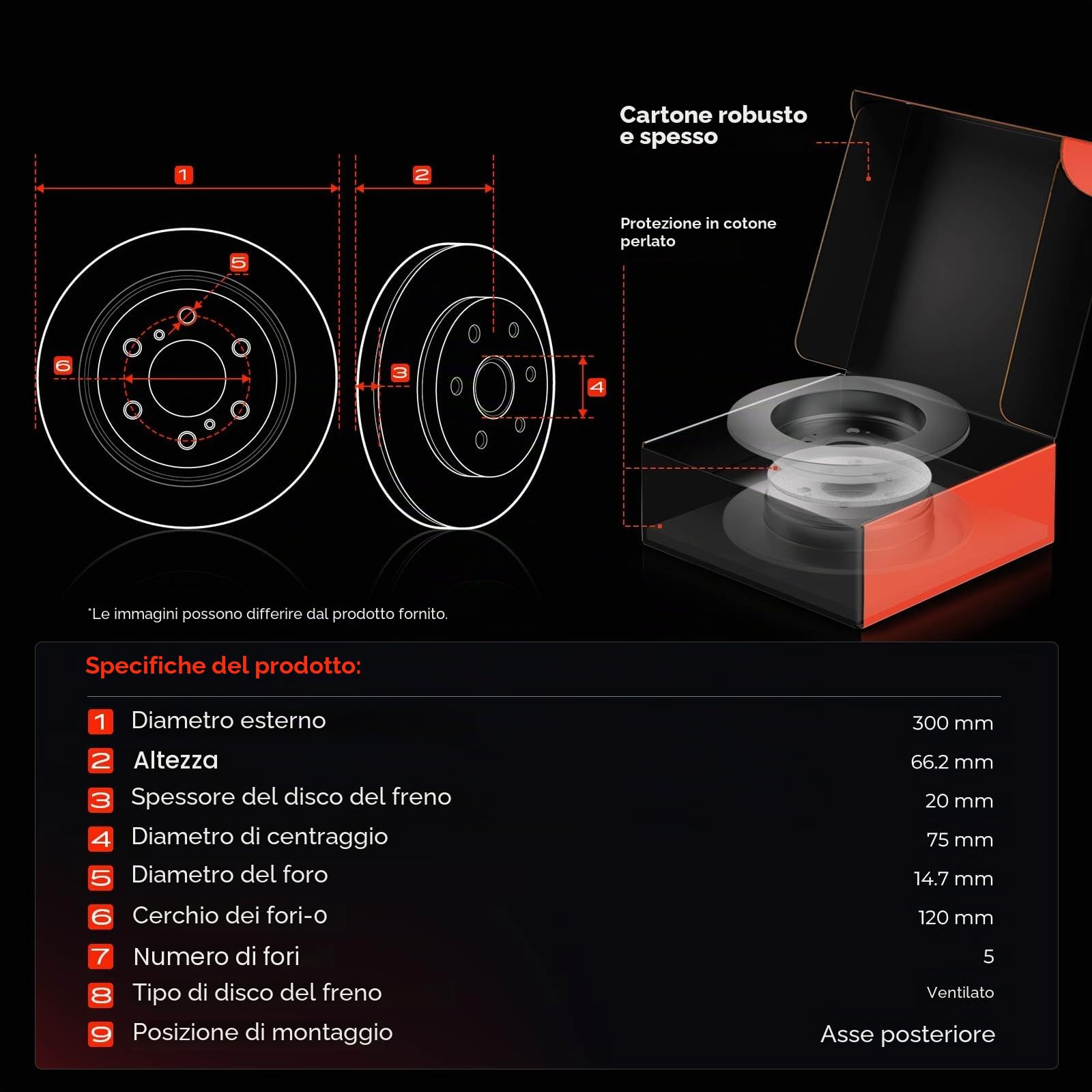 Frankberg Set di dischi freno incl. 2x Dischi Freno Posteriore Pieno Diametro300mm Compatibile con Serie 3 Touring E91 Serie 3 Touring F31 Serie 1 F20 Serie 1 E87 Replace# 34216855007,34216764651
