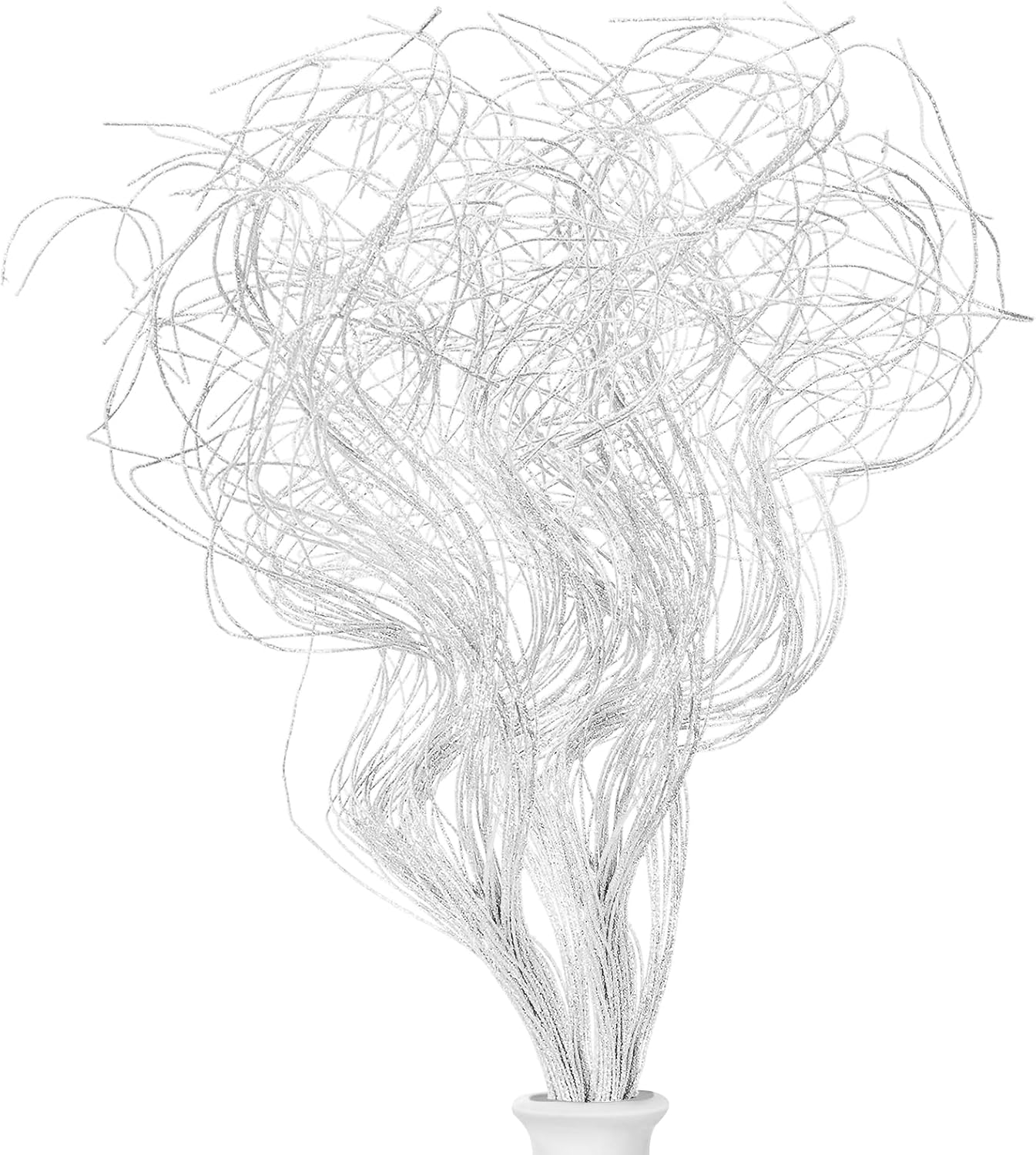 Glitter Curly Ting Ting Branches Christmas Branches Vase Filler Artificial Curly Twigs for Christmas Tree Garland Wreath Decoration, Craft Vases Home Garden Decoration (White, 36 Pieces) White 36