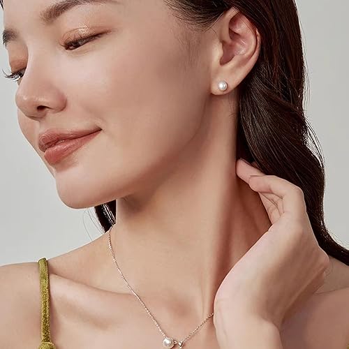 Miniatura 6 de Titanium flat back pearl stud earrings for women, Hypoallergenic screw back earrings for girls, cartilage earring stud set of 2, silver nap earrings